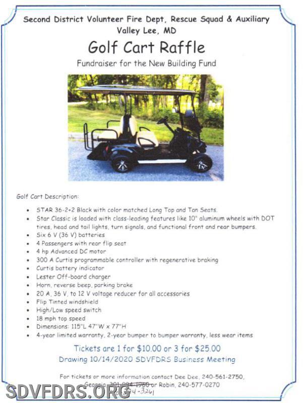 Golf Cart Raffle - Second District Vol Fire Department and Rescue Squad